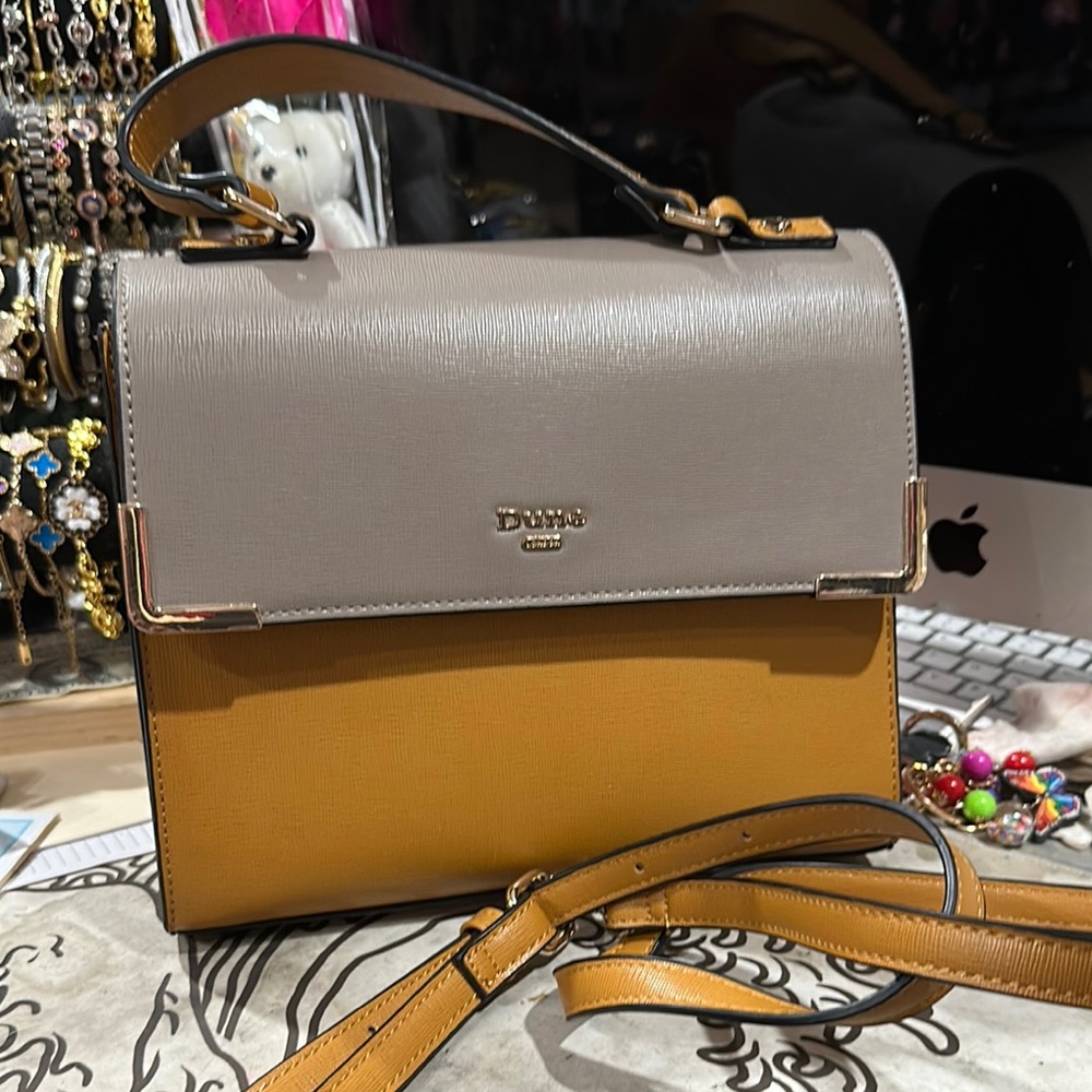 Dune London Gray and Tan Satchel with Elegant Design